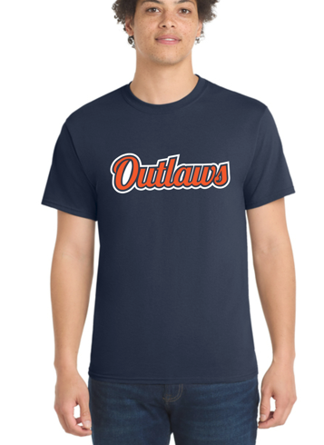 Outlaws navy blue logo adult t-shirt